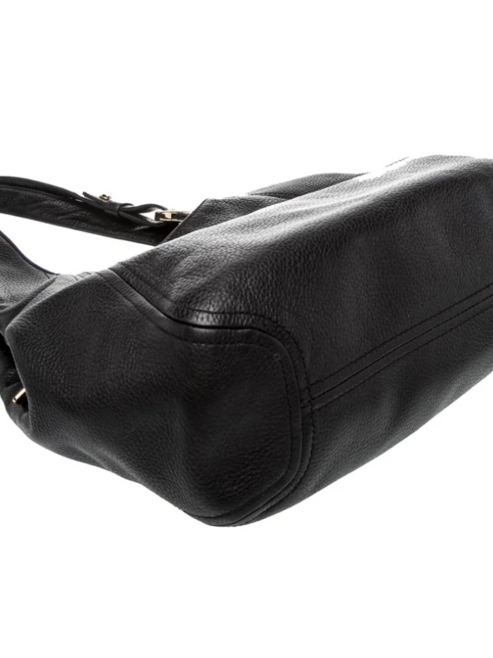 Michael Kors FULTON Black Pebbled Leather Shoulder Hobo with Gold Logo Charm - Picture 4 of 7